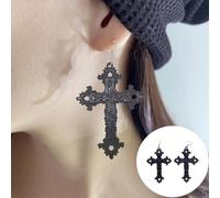 d'oreilles gothiques de style gothique sombre Boucles d'oreilles européennes et de tempérament Boucles fête d'Halloween Sans Trou Non Piercing (A, 9. 3X5. 2CM)