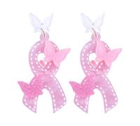 D'oreilles Rose Pour La Sensibilisation Cancer Du Sein,Octobre Rose 2025 Accessoires, Élégant Boucles D'oreilles De Sensibilisation Cancer Du Sein Ruban RoseS Boucles Pour Femme (A)