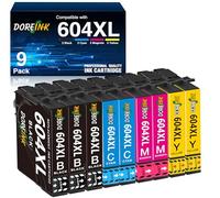 DOREINK Compatible pour 604 XL Cartouches d'encre Compatible pour Epson 604 604XL pour Epson XP-2200 XP-2205 XP-3200 XP-4200 XP-3205 XP-4205 Workforce WF-2910 WF-2930 WF-2950 (9 Pack)