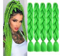 Doren Lot de 5 extensions de cheveux synthétiques Kanekalon Jumbo tressées pour bricolage Twist Crochet 100 g/pièce 61 cm A26 Vert fluo