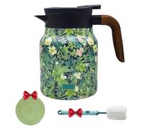 Doresty Bouteille isotherme en acier inoxydable 1000 ml avec motif floral vintage et passoire à tisane intégrée - Pichet isotherme pour boissons chaudes, technologie de filtration double + design