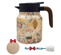 Doresty - Cafetière isotherme en acier inoxydable - 1000 ml - Avec motif floral vintage et passoire à tisane intégrée - Pichet isotherme pour boissons chaudes - Technologie de filtration double +