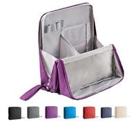 Doresty Makeup Bag, Doresty Stand Up Makeup Bag, Parallel Traveler Make-up Bags Fold Down, Toiletry Bags with Compartments for Traveling Women (Purple)