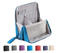 Doresty Makeup Bag, Doresty Stand Up Makeup Bag, Parallel Traveler Make-up Bags Fold Down, Toiletry Bags with Compartments for Traveling Women (Blue)