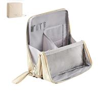 Doresty Makeup Bag, Doresty Standing Makeup Bag, Multi-Purpose Large Capacity Oxford Cloth Standing Makeups Bags, and Portable (Beige)