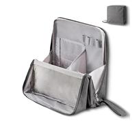 Doresty Makeup Bag, Doresty Standing Makeup Bag - Portable, Large Capacity, with Compartments and Handle for Girls Women (Gray)