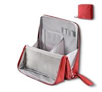 Doresty Makeup Bag, Doresty Standing Makeup Bag - Portable, Large Capacity, with Compartments and Handle for Girls Women (Red)