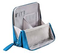 Doresty Makeup Bag, Multi-Purpose Large Capacity Oxford Cloth Standing Makeup Bag, Portable, Large Capacity, Travel Waterproof Organizer with Compartments and Handle (Navy Blue)