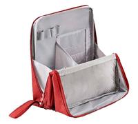 Doresty Makeup Bag, Multi-Purpose Large Capacity Oxford Cloth Standing Makeup Bag, Portable, Large Capacity, Travel Waterproof Organizer with Compartments and Handle (Red)
