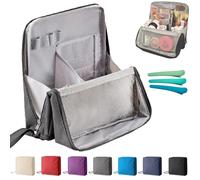 Doresty Makeup Bag, Multi-Purpose Large Capacity Oxford Cloth Standing Makeup Bag with Multiple Compartments, Upright Design for Cosmetics (Gray)
