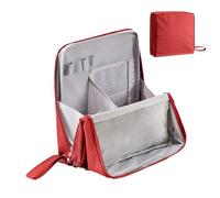 Doresty Makeup Bag,Multi-Purpose Large Capacity Oxford Cloth Standing Makeup Bags, Waterproof Portable Vertical, with Compartments Travel Home Use (Red)
