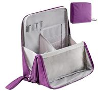 Doresty Makeup Bag - Portable & Waterproof Large Capacity Standing Organizer with Compartments, Multi-Purpose Oxford Cloth Toiletry Bag for Travel & Home Use (Purple)