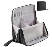 Doresty Makeup Bag, Relevanton Standing Makeup Bag, Oxford Fabric Standing Makeups Bags, Portable, Large Capacity, Waterproof with Compartments, for Women & Girls (Black)