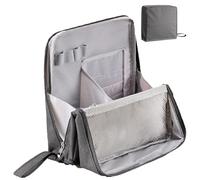 Doresty Makeup Bag, Relevanton Standing Makeup Bag, Oxford Fabric Standing Makeups Bags, Portable, Large Capacity, Waterproof with Compartments, for Women & Girls (Gray)