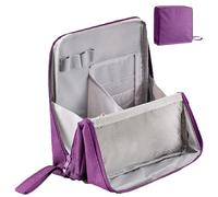 Doresty Makeup Bag, Relevanton Standing Makeup Bag, Oxford Fabric Standing Makeups Bags, Portable, Large Capacity, Waterproof with Compartments, for Women & Girls (Purple)