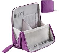 Doresty Makeup Bag, Standing Makeup Bag - Large Capacity Waterproof Oxford Cloth Cosmetic Organizer with Compartments, Freestanding Toiletry/Travel Bag for Women(Purple)