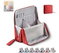Doresty Makeup Bag, Standing Makeup Bag, Multi-Purpose Large Capacity Cosmetic Organizer, Portable Traveler Make-up Bags, with Compartments Travel Home Women Use (Red)