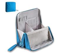 Doresty Makeup Bag, Standing Makeup Bag, Multi-Purpose Large Capacity Oxford Cloth Standing Makeup Bags, Waterproof Makeup Organizer with Compartments (Blue)