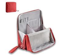 Doresty Makeup Bag, Standing Makeup Bag, Multi-Purpose Large Capacity Oxford Cloth Standing Makeup Bags, Waterproof Makeup Organizer with Compartments (Red)