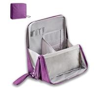 Doresty Makeup Bag, Standing Makeup Bag, Multi-Purpose Large Capacity Oxford Cloth Standing Makeup Bags, Waterproof Makeup Organizer with Compartments (Purple)