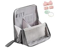 Doresty Makeup Bag, Standing Makeup Bag Portable, Grande Capacité, Trousse de Maquillage Multifonction en Tissu Oxford, Trousse de Toilette et Rangement de Papeterie avec Compartiments (Light-Grey)