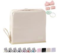 Doresty Makeup Bag, Standing Makeup Bag Portable, Grande Capacité, Trousse de Maquillage Multifonction en Tissu Oxford, Trousse de Toilette et Rangement de Papeterie avec Compartiments (Beige-B)