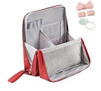 Doresty Makeup Bag, Standing Makeup Bag Portable, Grande Capacité, Trousse de Maquillage Multifonction en Tissu Oxford, Trousse de Toilette et Rangement de Papeterie avec Compartiments (Red)
