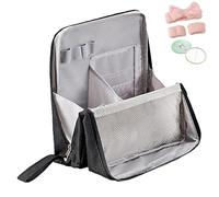 Doresty Makeup Bag, Standing Makeup Bag Portable, Grande Capacité, Trousse de Maquillage Multifonction en Tissu Oxford, Trousse de Toilette et Rangement de Papeterie avec Compartiments (Black)
