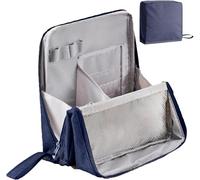 Doresty Makeup Bag, Standing Makeup Bag - Portable, Large Capacity, Multi-Purpose Large Capacity Oxford Cloth Standing Toiletry Bags, Waterproof Toiletry Organizer with Compartments (Navy)