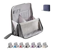 Doresty Makeup Bag, Standing Makeup Bag, Vertical Large Opening Waterproof Multifunctional Make up Bags, Portable, Large Capacity with Compartments, Travel-Friendly (Gray)
