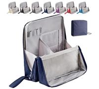 Doresty Trousse de maquillage avec compartiments, portable, grande capacité, en tissu Oxford, trousse de toilette pour filles et femmes, bleu marine, sac debout