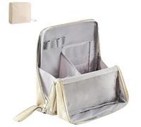 Doresty Trousse de maquillage sur pied, portable, multi-usage, grande capacité, en tissu Oxford, étanche, trousse de toilette de voyage pour femme, beige, Mode