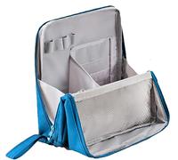 Doresty Trousse de maquillage verticale, portable, multi-usage, grande capacité, en tissu Oxford, sac de rangement étanche, bleu marine, Nouveaux styles