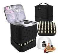 d'organisateur de vernis à ongles - boîte de rangement à double couche pour 30 outils de manucure de bouteilles | Portable Nail Tech TECHERSER PORTHER POUR COLLECTION VARNIS MOTEUR COSMETIQUE