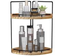 Dorhors Organisateur de comptoir de salle de bain à 2 niveaux, étagère d'angle pour comptoir de courtoisie, soins de la peau, comptoir en bois, rangement et organisation pour la cuisine (marron)