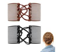 DORHWIX 2 Pièces Peigne Magique Double Rangée Élastique, Idéal Pour Créer Du Volume, Boucles Et Chignons, Parfait Pour Femmes, Filles Et Cheveux Fins, Noir Et Marron