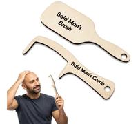 DORHWIX 2 Pièces Peigne Pour Chauve, Cadeau Créatif Farceur, Peigne-Brosse En Bois Pour Hommes Chauves (Bois)