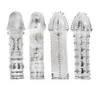 DORHWIX 4 Pièces Gaine Pénis En Silicone Avec Gros Reliefs, Réutilisable Pour Épaississement Et Érection, Idéal Comme Sex Toy Pour Hommes, Couleurs Variées