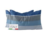 Dorian Home, Paire de taies d'oreiller 50 x 80 cm, fabriquées en 100 % coton doux et pur, fabriquées en Italie, fantaisie Garda bleue