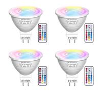 DoRight 3W MR16 GU5.3 LED RGB Ampoules, 12V Dimmable Changement de Couleur MR16 LED Spot Light avec Télécommande, 16 Couleurs avec Mémoire et Fonction de Synchronisation, Blanc Chaud 3000K - lot a 4