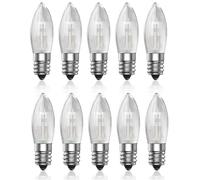 DoRight Ampoules Bougie E10 3W 34V, Ampoule Bougie Pont Arqué MES Ampoule de Remplacement Noël Blanc Chaud 2800K E10 Tapered Candle Top Fairy Lamp Dimmable Flameless (10-Pack)