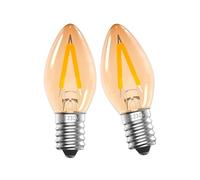 DoRight E14 LED Veilleuse Ampoule 1W, C7 Vintage Ambre Super Chaud Blanc 2200K, SES Petite Edison Spirale Bougie Ampoule, Lampe au Sel pour Lampe de Table de Chambre à Coucher, non Dimmable, Lot de 2