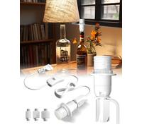 DoRight E14 Support de lampe de bouteille avec interrupteur et prise, kit d'adaptateur de lampe de bouteille pour lampe de table de bouteille de vin à faire soi-même - Blanc Lot de 2