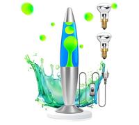 DoRight Lamp Lave Lumineuse à Décorer 34CM Liquide Bleu/Cire Verte Lamp à Lave Magma Fusée Rétro Câble 1,85M avec Interrupteur et Prise EU pour Lampe à Lave Atmosphérique 220V-240V
