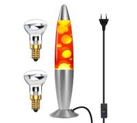 DoRight Lampe à lave classique cire jaune/mouvement en aluminium liquide rouge pour la relaxation paisible, 13,38 pouces, avec 2 Pack R39 25W E14, AC220-240V, EUStecker