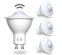 DoRight Lot de 4 Ampoules à Capteur de Lumière PIR GU10 avec Capteur D'ampoules 5W Blanc Froid 6000K Ampoule LED de Sécurité Pour Escaliers, Garages, Couloirs, Passage, Jardin