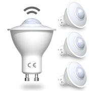 DoRight Lot de 4 PIR GU10 Ampoule de Capteur de Mouvement avec 5W Ampoule LED de Sécurité Blanche Froide 6000k pour Escaliers, Garage, Couloir, Accès, Jardin