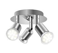 DoRight Plafonnier Luminaire 3 voies LED Pendentif Lumière Projecteur Rotatif 16cm Assiette Ronde Plafonniers Spots 3x Bases Lumineuses GU10 Angle Réglable Pour le Salon Cuisine(Sans Source Lumineuse)