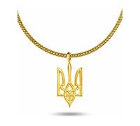 d'origine Collier Ukraine trident armoirie, chaîne de drapeau ukrainien, chaîne à trident ukrainien, bijoux ukrainiens, bijoux ukrainiens pour hommes, Or