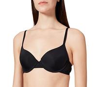 Dorina ADELE - Soutien-Gorge Demi pour Femme, Légèrement Rembourré, Bonnets Moulés avec Armatures, Microfibre Douce avec Bande en Dentelle Florale et Nœud en Satin avec Charme Diamanté, Noir